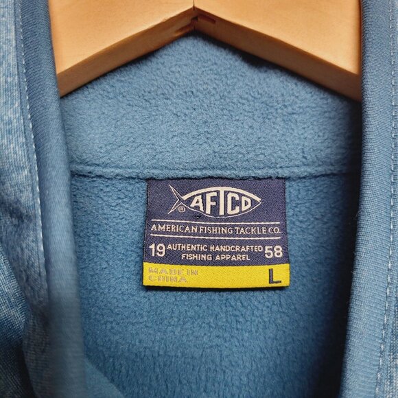 AFTCO Vest Mens Large Blue AFTech Performance Fleece Zip Pockets Fishing Casual - Picture 6 of 8